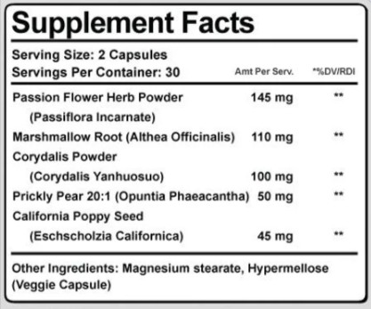 Nerve Control 911 supplement facts